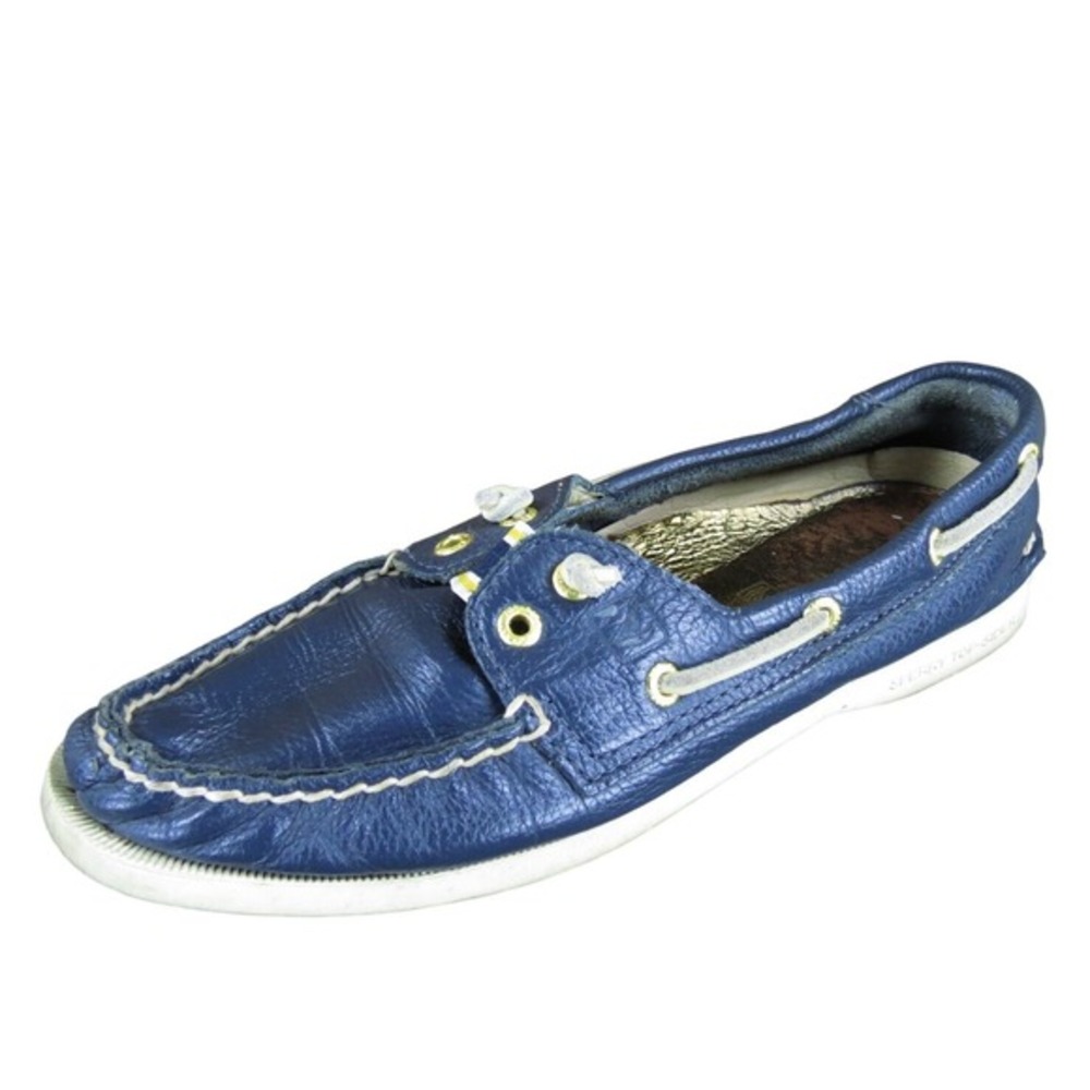 SPERRY Women's Top-Sider Boat Shoe Blue Leather Sz 7.5 Medium Gently Used 2025